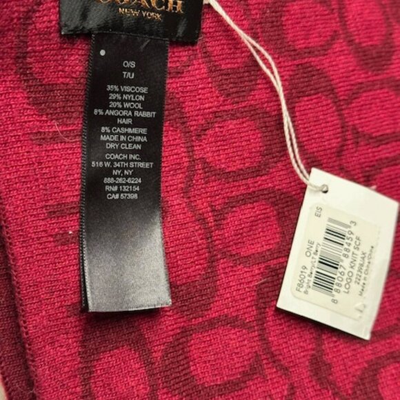 NWT Coach Wool Signature C Scarf Red - Picture 5 of 6